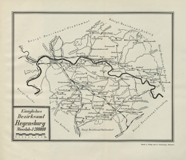Schwarz-weiß-Karte von Regensburg, Deutschland, mit Straßennetz, Gebäuden und Sehenswürdigkeiten mit Textbeschriftungen.