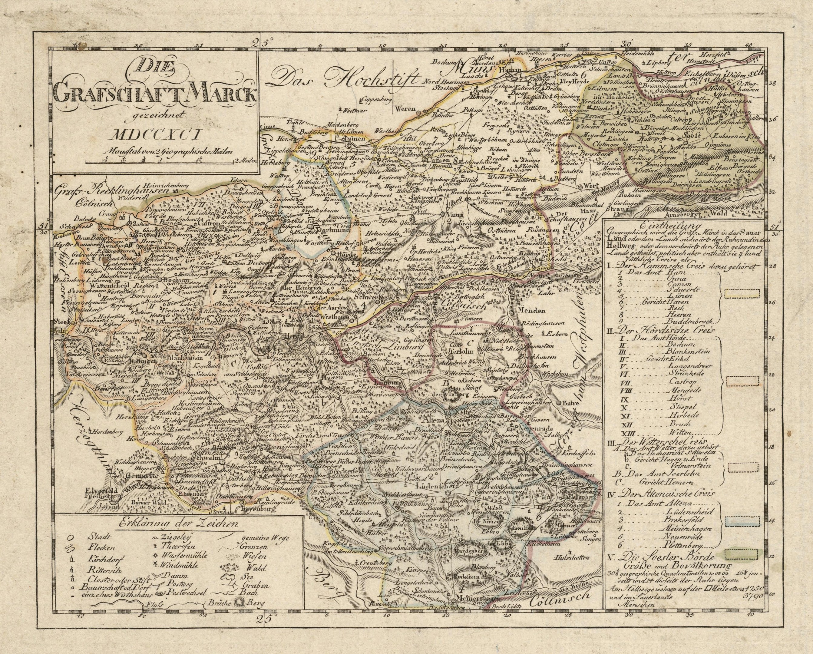 Detailreiche Vintage-Karte von München, Deutschland, mit Straßen, Parks und Sehenswürdigkeiten, umgeben von einem dekorativen Rahmen, dargestellt in blauen, grünen und gelben Tönen.