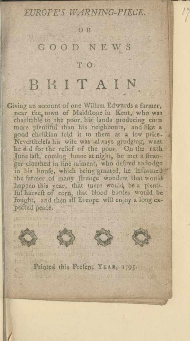 Ein aufgeschlagenes Buch mit der Aufschrift 'Europas Warnung oder gute Nachrichten für Großbritannien' auf der Seite.