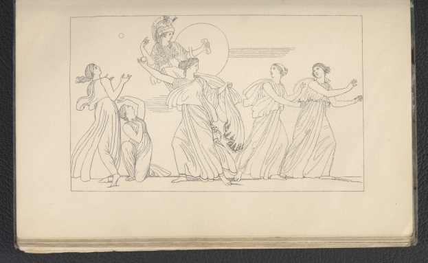 Ein Buchumschlag mit einer lebendigen Illustration einer Gruppe tanzender Frauen in harmonischen, synchronen Posen mit detaillierten Kleidung und Gesichtsmerkmalen.