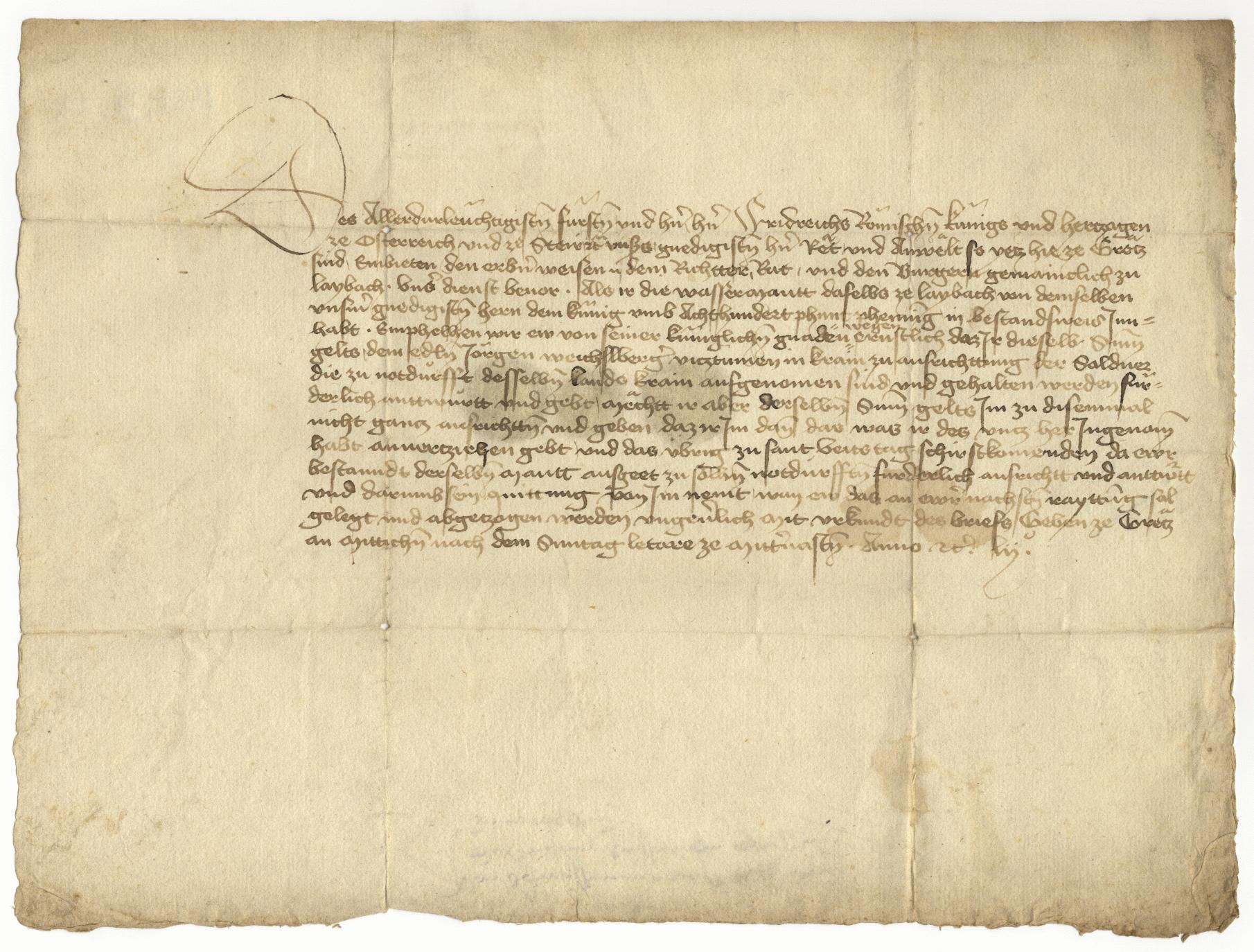 Handgeschriebener Brief auf altem Papier in förmlicher Kurrentschrift, wahrscheinlich von dem deutschen Finanzminister an seine Frau.