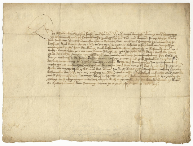 Handgeschriebener Brief auf altem Papier in förmlicher Kurrentschrift, wahrscheinlich von dem deutschen Finanzminister an seine Frau.
