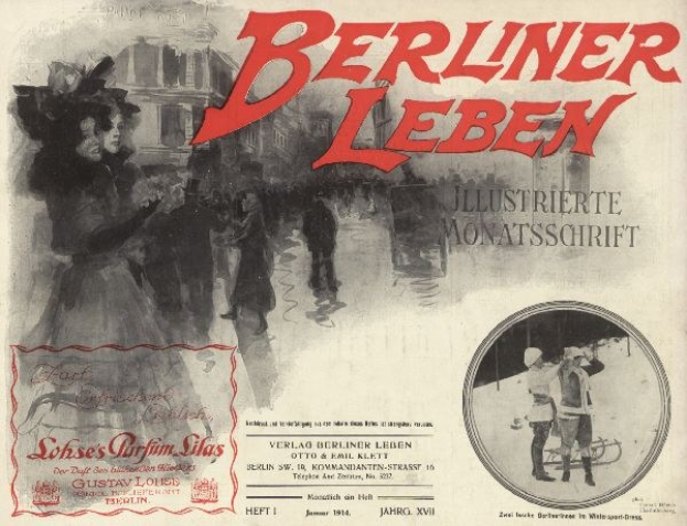 Altes Buch mit dem Titel 'Berliner Leben' und einer Illustration von Menschen in traditioneller deutscher Tracht auf dem Cover.