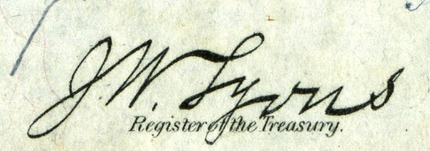 Alter Umschlag mit der Aufschrift "Register der Schatzkammer" aus den Vereinigten Staaten, wahrscheinlich für Schatzkammeraufzeichnungen verwendet.