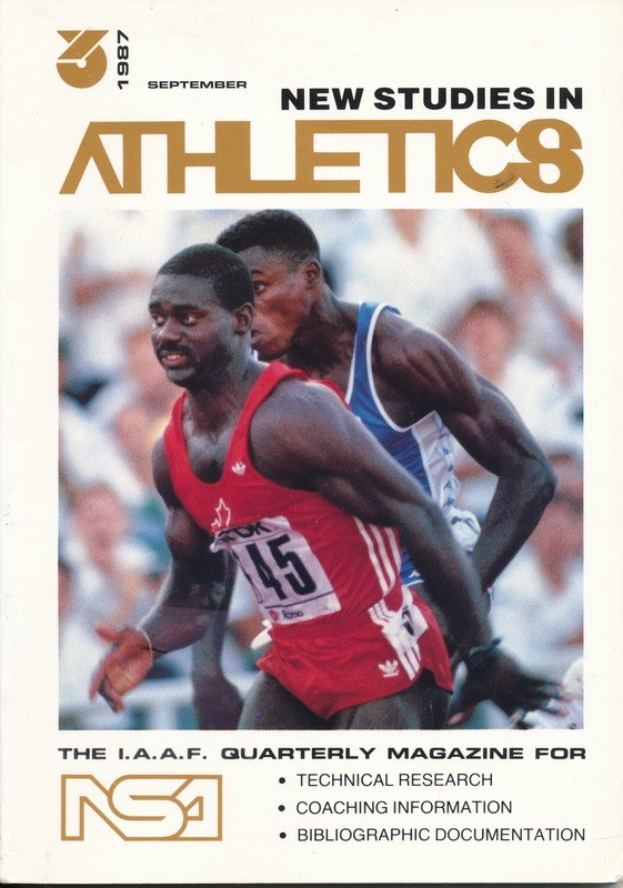 Titelbild des Buches "Neue Studien im Athletics September 1987" mit zwei Personen auf dem Cover.